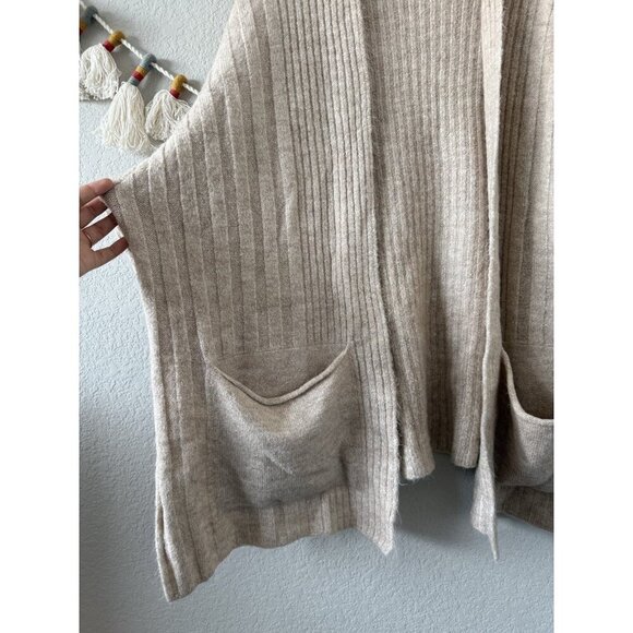 Topshop Ribbed Knit Oversized Open Front Longline Cardigan Cozy Neutral Boho 10 - Picture 4 of 9